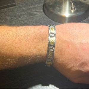 Men’s Diamond Inlay Bracelet in Sterling Silver and 18k Gold